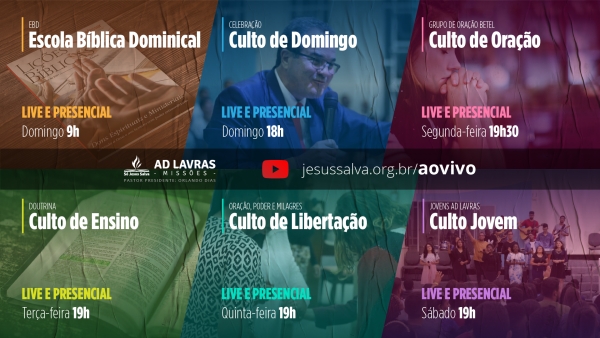 Confira a nova programação de cultos e lives da AD Lavras