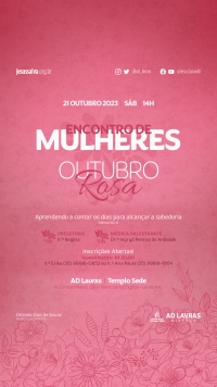 &#039;Encontro de Mulheres - Outubro Rosa&#039; será no dia 21/10, inscreva-se