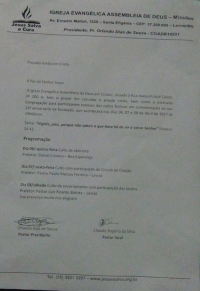 11º Aniversario da Igreja Assembleia de Deus em Cristais