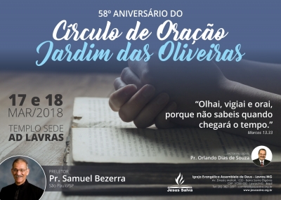 Festividade ir&aacute; comemorar os 58 anos do C&iacute;rculo de Ora&ccedil;&atilde;o Jardim das Oliveiras