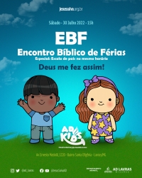 Encontro B&iacute;blico de F&eacute;rias (EBF) ser&aacute; realizado no &uacute;ltimo s&aacute;bado de julho