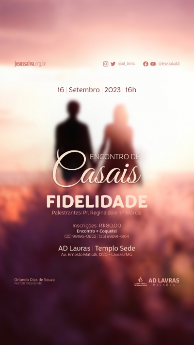 Encontro de Casais será realizado no dia 16 de setembro, faça a sua inscrição