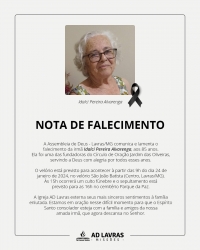 Nota de falecimento: irm&atilde; Idalci Pereira Alvarenga