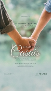 Encontro de Casais ser&aacute; realizado no dia 28 de setembro, inscreva-se e participe