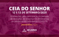 Orienta&ccedil;&otilde;es para participa&ccedil;&atilde;o da Ceia do Senhor no m&ecirc;s de setembro de 2020