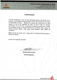 Convoca&ccedil;&atilde;o - Assembleia Geral de Membros