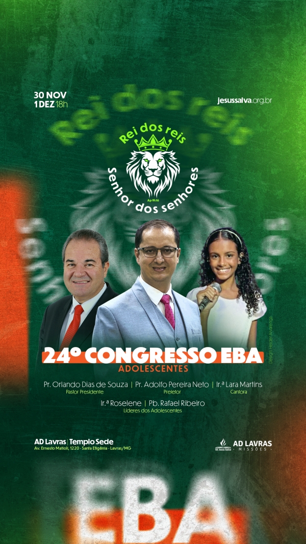 24º Congresso do EBA - Adolescentes será nos dias 30/11 e 1/12 em Lavras