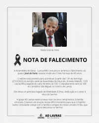 Nota de falecimento: pastor Jos&eacute; de Faria