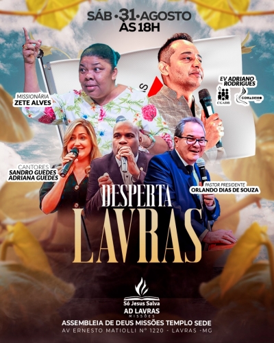 Desperta Lavras ser&aacute; realizado no dia 31 de agosto com a presen&ccedil;a da mission&aacute;ria Zete Alves