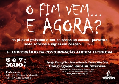 Congrega&ccedil;&atilde;o Jardim Alterosa comemorar&aacute; 9 anos nos dias 6 e 7 de maio