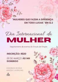 Dia Internacional da Mulher: evento especial ser&aacute; realizado no dia 5 de mar&ccedil;o, fa&ccedil;a sua inscri&ccedil;&atilde;o